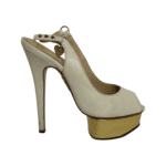 Charlotte Olympia White Leather Slingback Peep Toe Platform Pumps Size 34 - Image 5