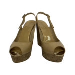 Jimmy Choo Nude Patent Leather Prova Cork Wedge Slingback Sandals Size 38 - Image 2