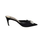 Sergio Rossi Black Glitter Embellished Mules Size 42 - Image 5