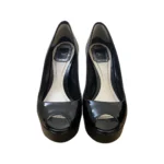 Dior Black Patent Leather Peep Toe Platform Pumps Size 38 - Image 8