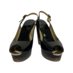 Jimmy Choo Black Patent Leather Prova Cork Wedge Slingback Sandals Size 37.5 - Image 2