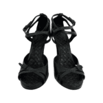 Bottega Veneta Navy Blue Intrecciato Sole Leather Block Heel Sandals Size 38.5 - Image 2