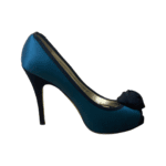 Valentino Green/Black Satin Rose Embellished Peep Toe Pumps Size 38 - Image 5