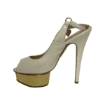 Charlotte Olympia White Leather Slingback Peep Toe Platform Pumps Size 34 - Image 4
