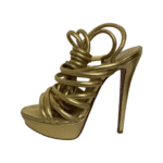 Christian Louboutin Gold Metallic Leather Strappy Platform Sandals with Tassels Size 37.5 - Image 5
