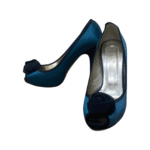 Valentino Green/Black Satin Rose Embellished Peep Toe Pumps Size 38 - Image 2