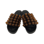 Jil Sander Black Fabric Beeds Embellished Pool Slides Size 38 - Image 2