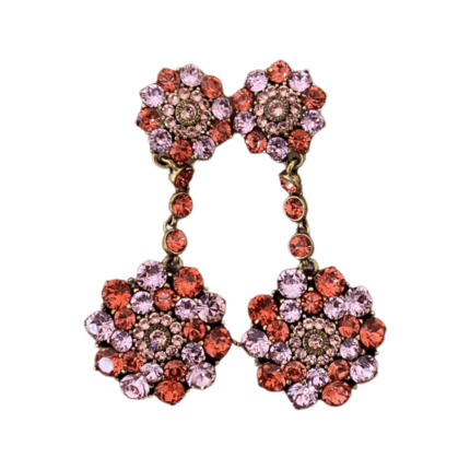 Oscar De La Renta Pink Crystal Drop Earrings