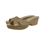 Jimmy Choo Metallic Gold Textured Leather Panna Cork Wedge Sandals Size 39