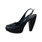 Fendi Black Patent Leather Peep Toe Slingback Sandals Size 38 - Image 5