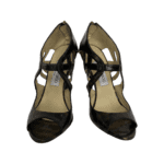 Jimmy Choo Grey Painted Eel Skin Prosper Cutout Pumps Size 37.5 - Image 2