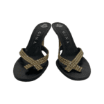 Gina Black Leather Crystal Embellished Mule Size 38.5 - Image 2