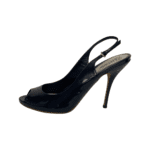 Gucci Navy Blue Patent Leather Peep Toe Slingback Sandals Size 41 - Image 3