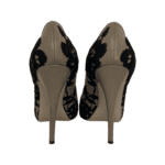 Valentino Beige/ Black Embroidered Leather Peep Toe Platform Pumps Size 39.5 - Image 6