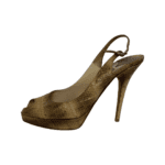 Jimmy Choo Brown Python Leather Peep Toe Sling back Pumps Size 39 - Image 4