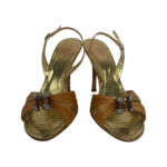 René Caovilla Orange Satin Crystal Embellished Slingback Open Toe Sandals Size 39 - Image 2
