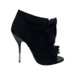 Giuseppe Zanotti Black Suede Ruffle Embellishment Lace-Up Open Toe Boots Size 37.5 - Image 5