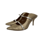 Malone Souliers Metallic Gold Leather Maureen Pointed Toe Mules Size 41 - Image 9