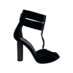 Tom Ford Black Velvet T-Strap Chunky-Heel Sandals Size 38 - Image 4