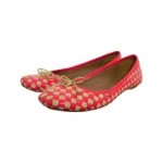 Tory Burch Neon Pink/Beige Prescot Woven Leather Ballet Flats Size 41.5