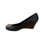 Tory Burch Black Leather Wedge Size 38 - Image 6