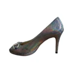 Gucci Metallic Textured Leather-iridescent Horsebit Peep Toe Pumps Size 36.5 - Image 6