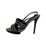 Gina Black Leather Crystal Embellished Slingback Open Toe Sandals Size 38.5 - Image 5