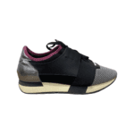 Balenciaga Black/Fuchsia Leather And Fabric Race Runner Low Top Sneakers Size 39 - Image 5