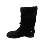 Jimmy Choo Black Suede Leather Biker Boots with Gold Buckles and Shearling Lining Size 38.5 - Image 5