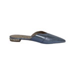 Miu Miu Blue Metallic Flat Crystal Embellished Mules Size 38 - Image 3