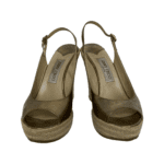 Jimmy Choo Grey Patent Leather and Rope Open Toe Wedge Size 38 - Image 2