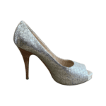 Giuseppe Zanotti Rose Gold Croc Embossed Leather Peep Toe Platform Pumps Size 38.5 - Image 3