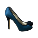 Valentino Green/Black Satin Rose Embellished Peep Toe Pumps Size 38 - Image 7