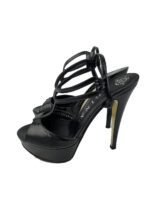 Gina Black Patent Platform Sandals Size 36 - Image 2