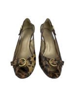 Stuart Weitzman Leopard Print Leather Peep Toe Sandals Size 37
