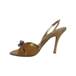 René Caovilla Orange Satin Crystal Embellished Slingback Open Toe Sandals Size 39 - Image 4