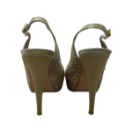 Gina Green Satin Crystal Embellished Peep Toe Slingback Sandals Size 39 - Image 3