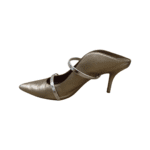 Malone Souliers Metallic Gold Leather Maureen Pointed Toe Mules Size 41 - Image 4