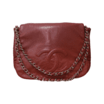Chanel Red Leather CC Logo Large Flap Bag