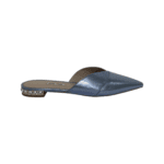 Miu Miu Blue Metallic Flat Crystal Embellished Mules Size 38 - Image 5
