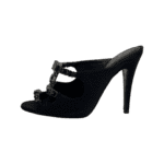 Sergio Rossi Black Crystal Embellished Fabric Mule Size 37 - Image 5