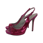 Sergio Rossi Pink Sequin Embellished Satin Peep Toe Slingback Sandals Size 40 - Image 6