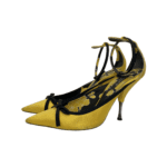 Rochas Yellow Bow Embellished Satin Pumps Size 38