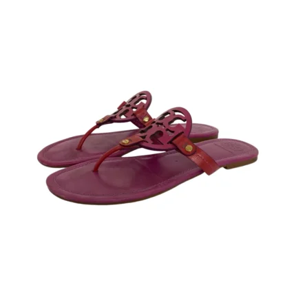 Tory Burch Fuchsia Leather Miller Thong Flat Sandals Size 41.5