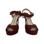 Jimmy Choo Red Glittery Linda Ankle Strap Platform Sandals Size 37 - Image 2