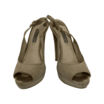 Prada Light Grey Suede Leather Peep Toe Slingback Platform Sandals Size 37 - Image 2