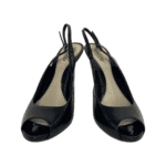 Gucci Navy Blue Patent Leather Peep Toe Slingback Sandals Size 41 - Image 2