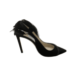 Jimmy Choo Black Suede Feather And Crystal Embellished Tacey 100 Slingback Pumps Size 38 - Image 5