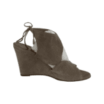 Aquazzura Beige Suede Iman Cutout Wedge Sandals Size 37.5 - Image 5