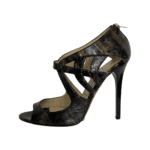 Jimmy Choo Grey Painted Eel Skin Prosper Cutout Pumps Size 37.5 - Image 6